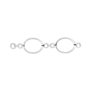 Link, sterling silver, 9x7mm oval fold-over bezel setting. Sold per pkg of 4.