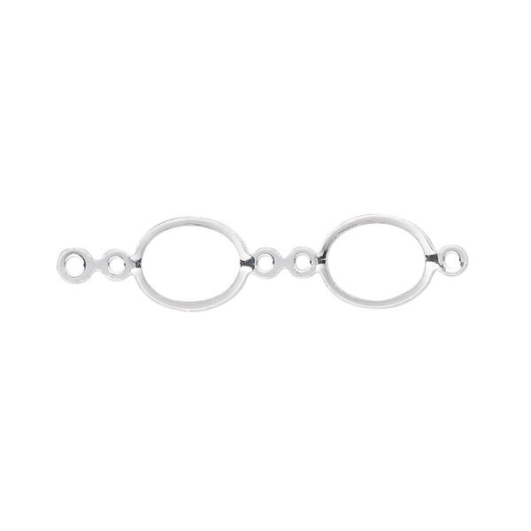 Link, sterling silver, 9x7mm oval fold-over bezel setting. Sold per pkg of 4. image number 0