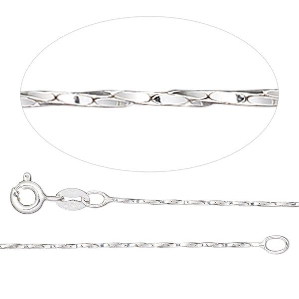 Chain, Gossamer™, sterling silver, 0.65mm twisted cable, 20 inches with springring clasp. Sold individually. image number 0