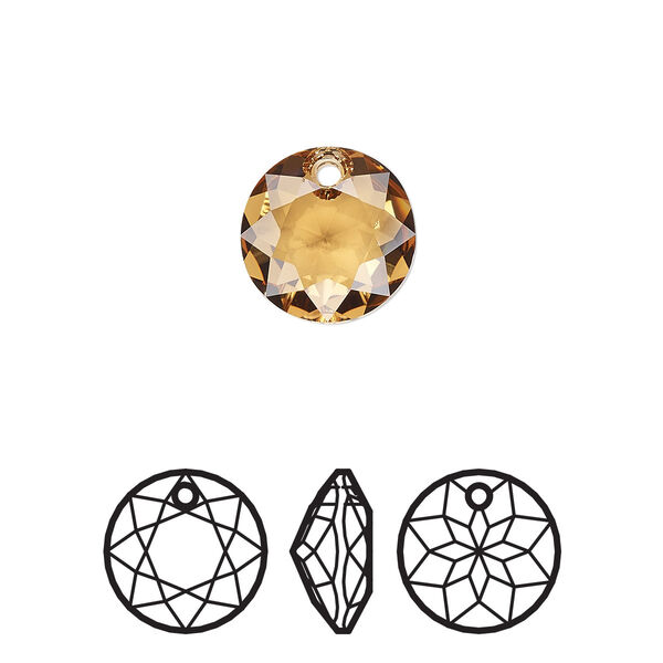 Drop 2pk light Colorado topaz, Crystal Passions® 10mm pendant classic cut 6430 image number 0