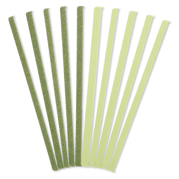 Sanding file, abrasive and foam, dark green and light green, 120 and 220 grit, 6-1/2 x 1/4 inch rectangle. Sold per pkg of 10. image number 0