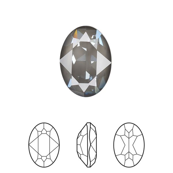 Fancy stone 1pk crystal dark grey ignite LacquerPRO, Crystal Passions® 18x13mm oval 4120 image number 0