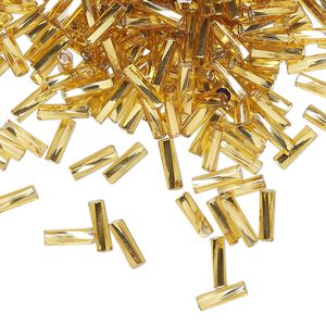 Bead, Preciosa Ornela Czech glass, bugle bead, pkg/50g, 1/4 inch twisted, silver-lined transparent topaz, (17050).