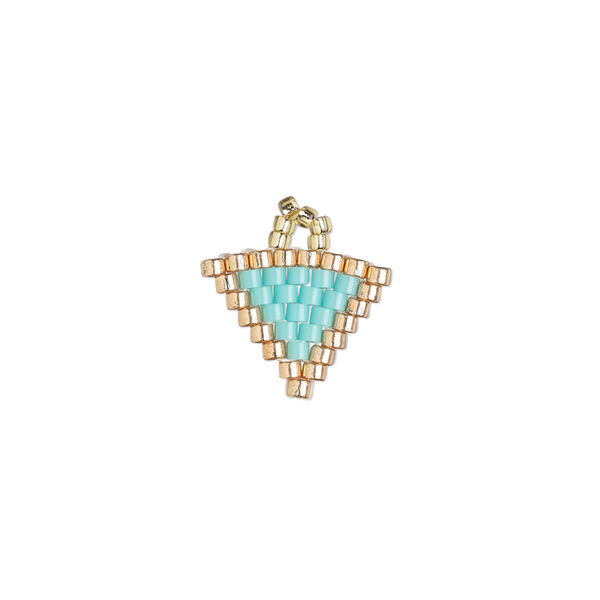 Drop, Creative Touch, glass, turquoise blue / copper / light gold, 12mm double-sided triangle. Sold individually. image number 0