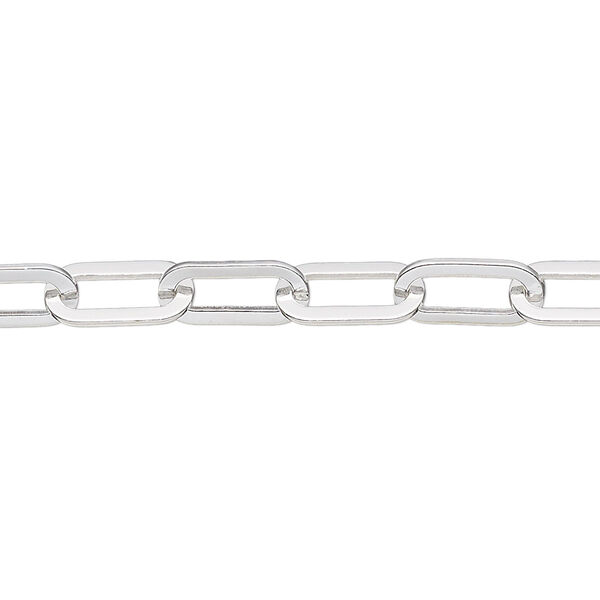 Chain, sterling silver, 10x5mm flat elongated cable. Sold per pkg of 5 feet. image number 0