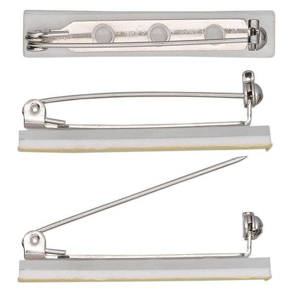 Badge pin, adhesive, nickel-plated steel and plastic, 1-5/8 inches. Sold per pkg of 100. image number 0