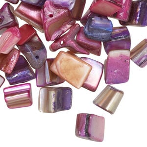 Mother-of-pearl shell 1pkg2oz, triangle tube bead, mix multi-pink and purple 6x4mm-14x9mm