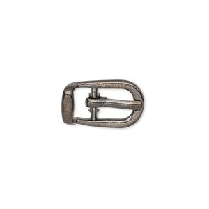Clasp, gunmetal-finished "pewter" (zinc-based alloy), 18x11mm single-sided buckle with 8.5mm end bar. Sold per pkg of 4.