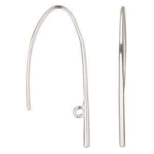 Ear wire fishhook 1pkg2 Amoracast® sterling silver, 33mm / open loop, 20 gauge 1 pair