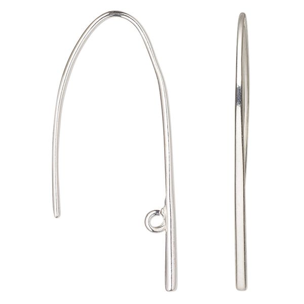 Ear wire fishhook 1pkg2 Amoracast® sterling silver, 33mm / open loop, 20 gauge 1 pair image number 0