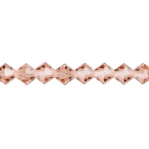 Bead 288pk rose peach, Preciosa Czech crystal 6mm bicone