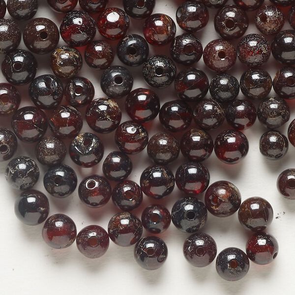 Bead 1pkg1 garnet, 4.5-5.5mm round C grade, 1 ounce dyed image number 0