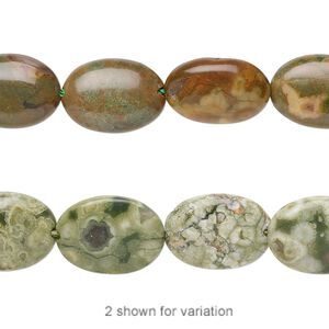 Rhyolite 1pkg1, flat oval bead natural 15.5-16 inch 14x10mm