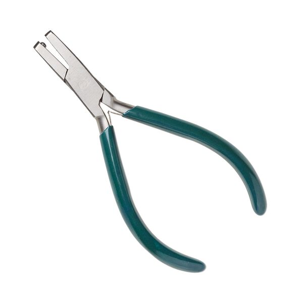 Pliers, EUROTOOL®, dimpled flat-jaw, stainless steel and rubber, 5 inches with 3mm dimple. Sold individually. image number 0