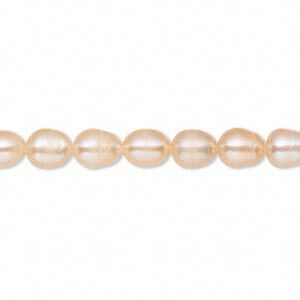 Pearl, cultured freshwater, peach, 5-7mm rice, D grade. Sold per 15.5" to 16" strand.