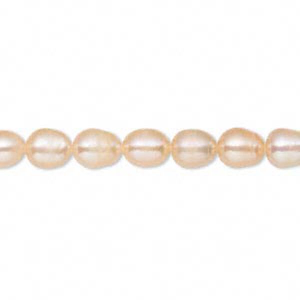 Pearl, cultured freshwater, peach, 5-7mm rice, D grade. Sold per 15.5" to 16" strand. image number 0