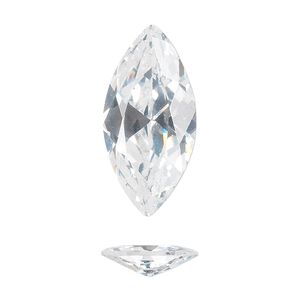 Gem, cubic zirconia, white, 14x7mm faceted marquise, Mohs hardness 8-1/2. Sold individually.