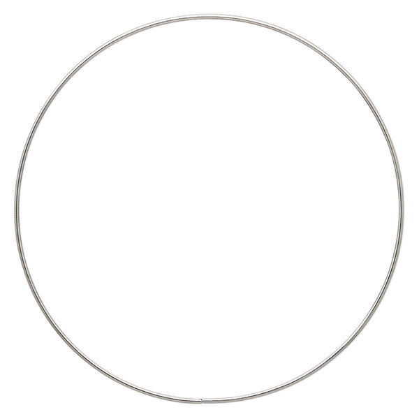 Beading hoop, imitation rhodium-plated steel, 9-inch closed round. Sold per pkg of 2. image number 0
