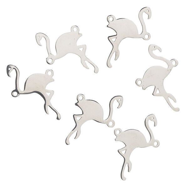 Link, stainless steel, 25x13mm flamingo. Sold per pkg of 6. image number 0