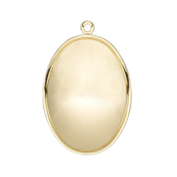 Focal, Almost Instant Jewelry®, gold-plated brass, 32x23.5mm oval with 30x22mm oval setting. Sold per pkg of 2. image number 0