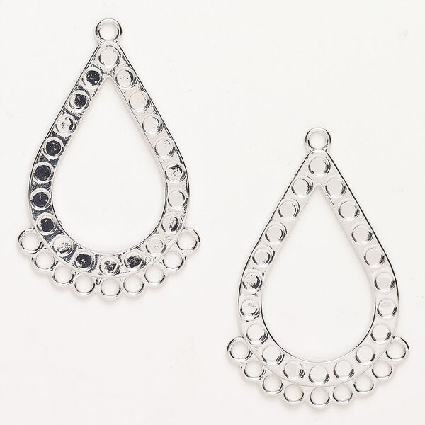 Focal brass 2pk 44x30mm open teardrop, silver finish image number 0