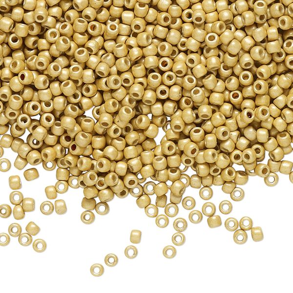 Seed bead, TOHO BEADS®, glass, pkg/7.5g, #11 round, opaque matte galvanized PermaFinish starlight (TR-11-PF557F). image number 0