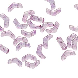 Bead, Preciosa, Czech pressed glass, transparent amethyst, 8.5x4.5mm double-drilled chevron. Sold per pkg of 30.