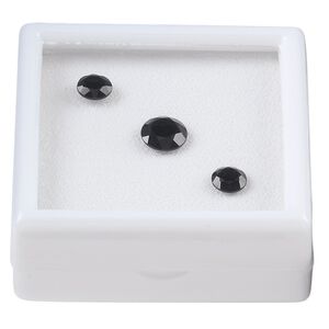 Black onyx 1pkg3, hand-cut faceted round gem 6mm / 8mm