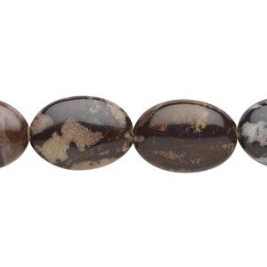 Outback jasper 1pkg1, puffed oval bead natural 8 inch 18x13mm