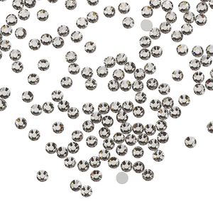 Flat back, Dance With Me™ crystal rhinestone, black diamond, foil back, 2.3-2.5mm rose, SS8. Sold per pkg of 144 (1 gross).