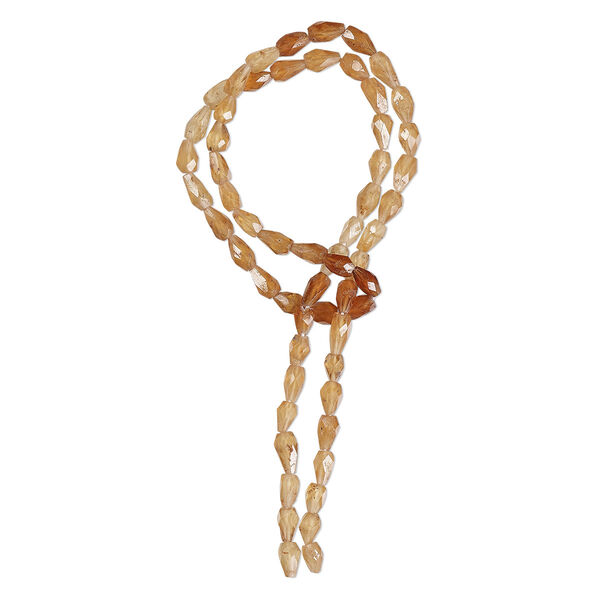 Hessonite garnet 1pkg1, hand-cut faceted teardrop bead natural C+ grade, 14 inch 6x3mm-7x4mm image number 0
