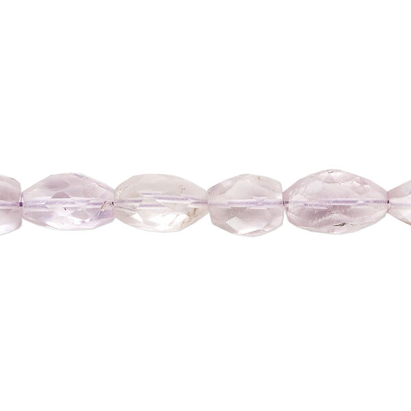 Bead, amethyst (natural), light, 8x6mm-12x7mm hand-cut faceted puffed oval, C grade, Mohs hardness 7. Sold per 14-inch strand, approximately 35 beads. image number 0