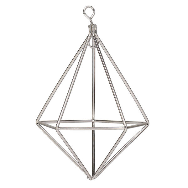 Wire frame, imitation rhodium-finished steel, 4-1/2 x 3-inch teardrop. Sold individually. image number 0