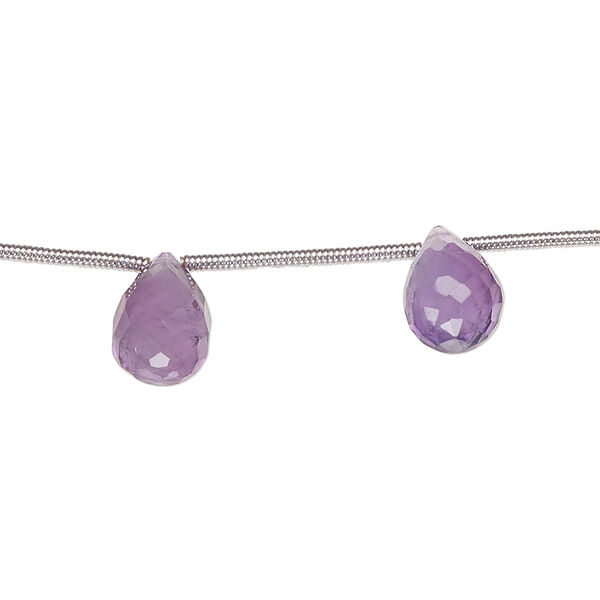 Amethyst 1pkg8, hand-cut top-drilled faceted briolette bead natural B grade, 10x7mm-12x8mm image number 0