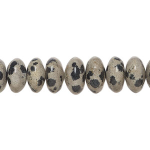Dalmatian jasper 1pkg1, saucer bead natural, 15 inch 10x5mm-11x6mm