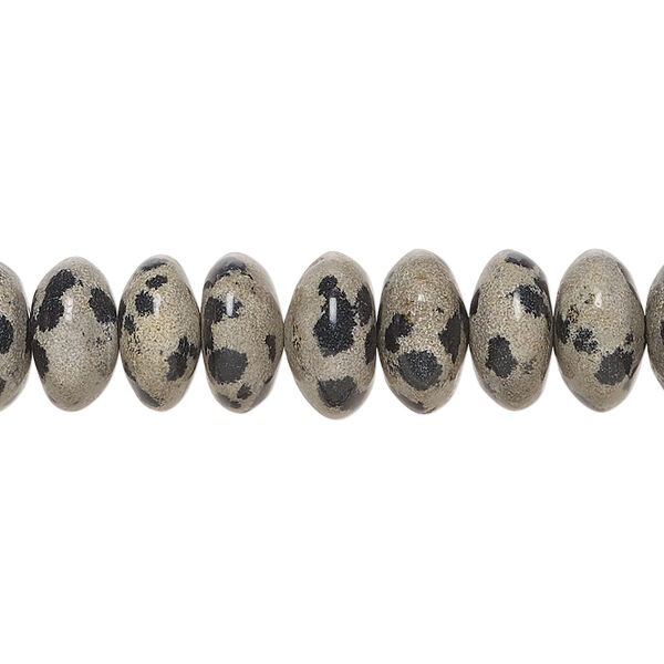 Dalmatian jasper 1pkg1, saucer bead natural, 15 inch 10x5mm-11x6mm image number 0