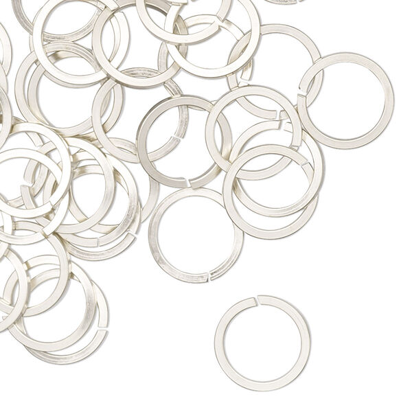 Jump ring, copper / zinc / nickel, nickel silver, 10mm hand-cut round square wire, 7.8mm inside diameter, 18 gauge. Sold per pkg of 50. image number 0