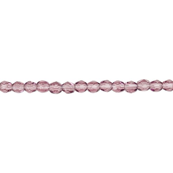 Bead, Czech fire-polished glass, amethyst purple, 3mm faceted round. Sold per 15-1/2" to 16" strand, approximately 130 beads. image number 0