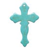 "Magnesite" / resin 1pkg1, top-drilled cross focal teal blue / brown 43x28mm-44x30mm image number 0