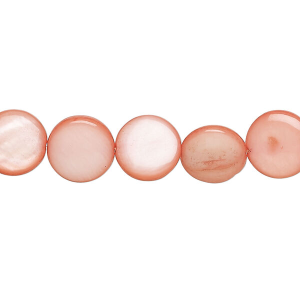 Mother-of-pearl shell 1pkg1, puffed flat round bead 15 inch tulip 9-10mm image number 0