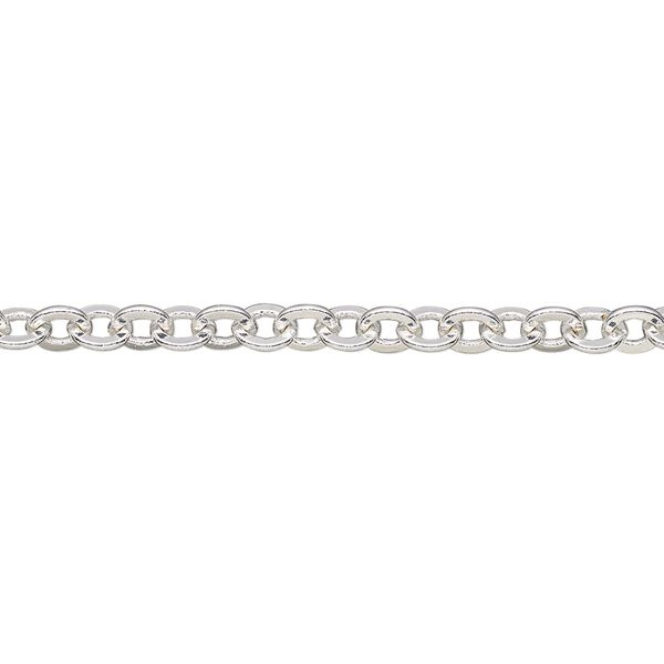 Chain, silver-plated brass, 4mm flat cable. Sold per 50-foot spool. image number 0