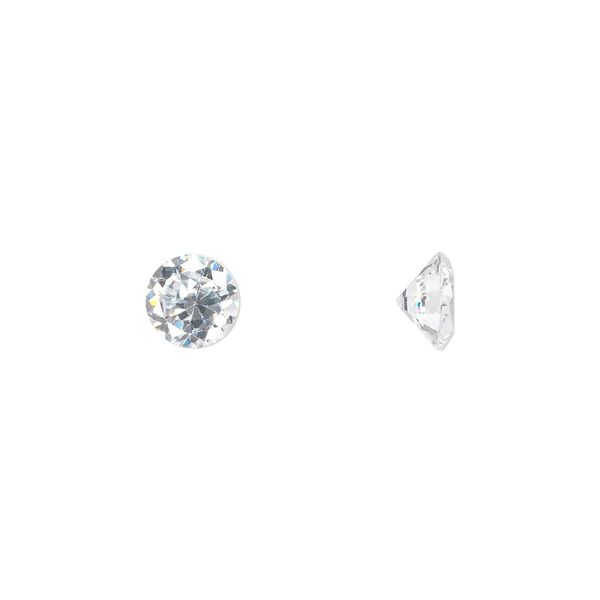 Gem, cubic zirconia, spinel white, 6mm faceted round, Mohs hardness 8-1/2. Sold per pkg of 2. image number 0