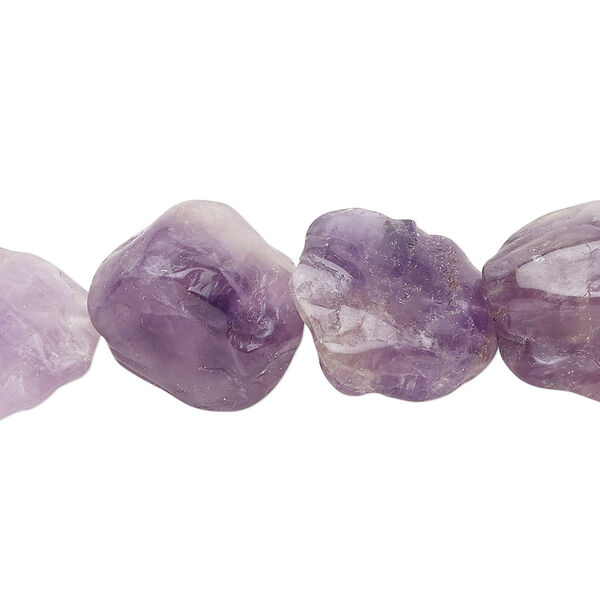 Bead, amethyst (natural), 18x8mm-20x10mm hand-knapped flat round, C grade, Mohs hardness 7. Sold per 15-1/2" to 16" strand. image number 0