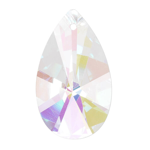 Focal 1pk clear AB, Celestial Crystal® 38x22mm faceted fancy hand-cut teardrop image number 0