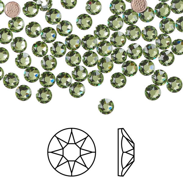 Flat back 144pk peridot foil back, Crystal Passions® hotfix rhinestone Regenerated 3.8-4mm round SS16 2078 image number 0