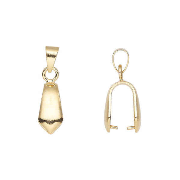 Bail, ice pick, gold-plated brass, 22x6mm with 10mm grip length and soldered bail. Sold per pkg of 4. image number 0