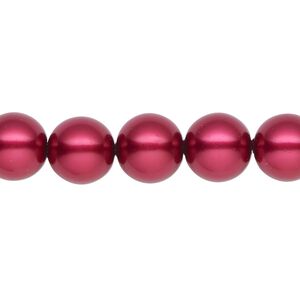 Pearl 2pk red, Celestial Crystal® 10mm round 15.5-16 inch
