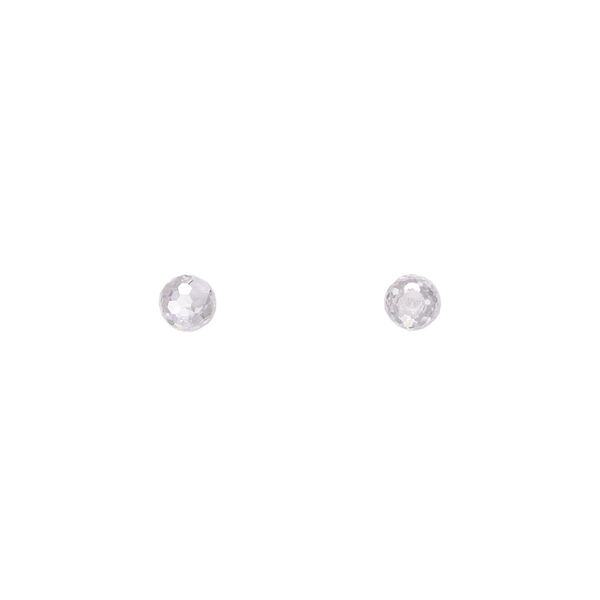 Bead, cubic zirconia, clear, 4mm half-drilled faceted round. Sold per pkg of 4. image number 0