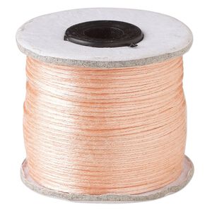 Cord, Satinique™, satin, peach, 1mm. Sold per 200-foot spool.