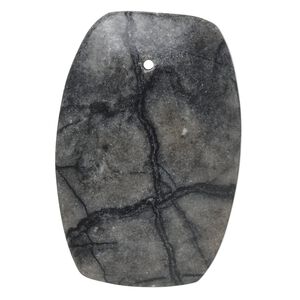 Picasso marble 1pkg1, rounded puffed flat back rectangle focal natural 44x29mm-44x30mm